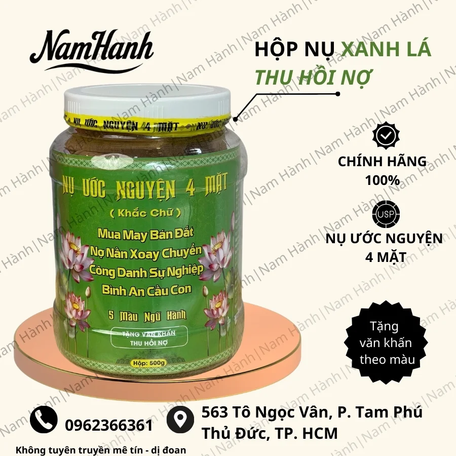 Nụ ước nguyện 4 mặt màu xanh lá Nụ ước nguyện 4 mặt màu xanh lá