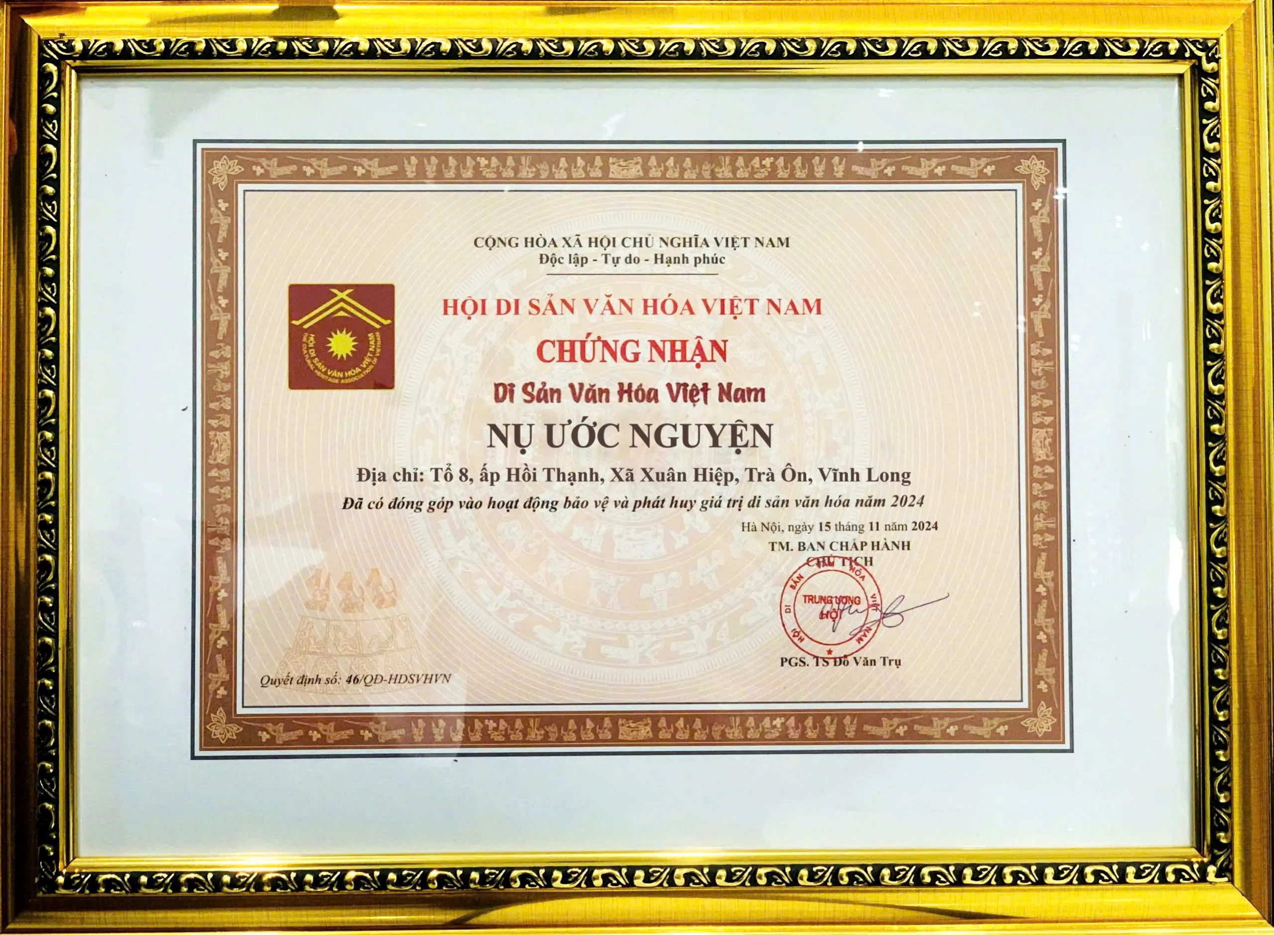 Chứng nhận di sản văn hóa của nụ ước nguyện 4 mặt Chứng nhận di sản văn hóa của nụ ước nguyện 4 mặt